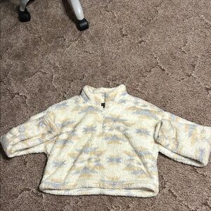 Cozy Cream and Gray Fleece Pullover